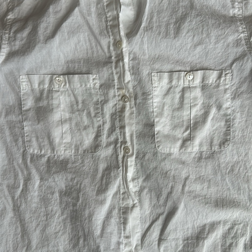Vince White Cotton Short Sleeve Blouse Top Long Silhouette Size 4 EUC - Picture 3 of 8